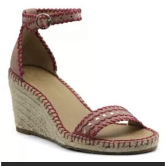 Adrienne Vittadini Womens Size 9.5 Charming Espadrille Wedge Sandals Dusty Pink - Picture 2 of 11